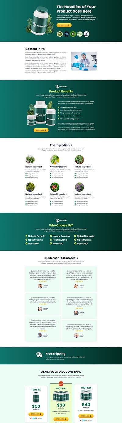 Herbaly landing page template for Elementor